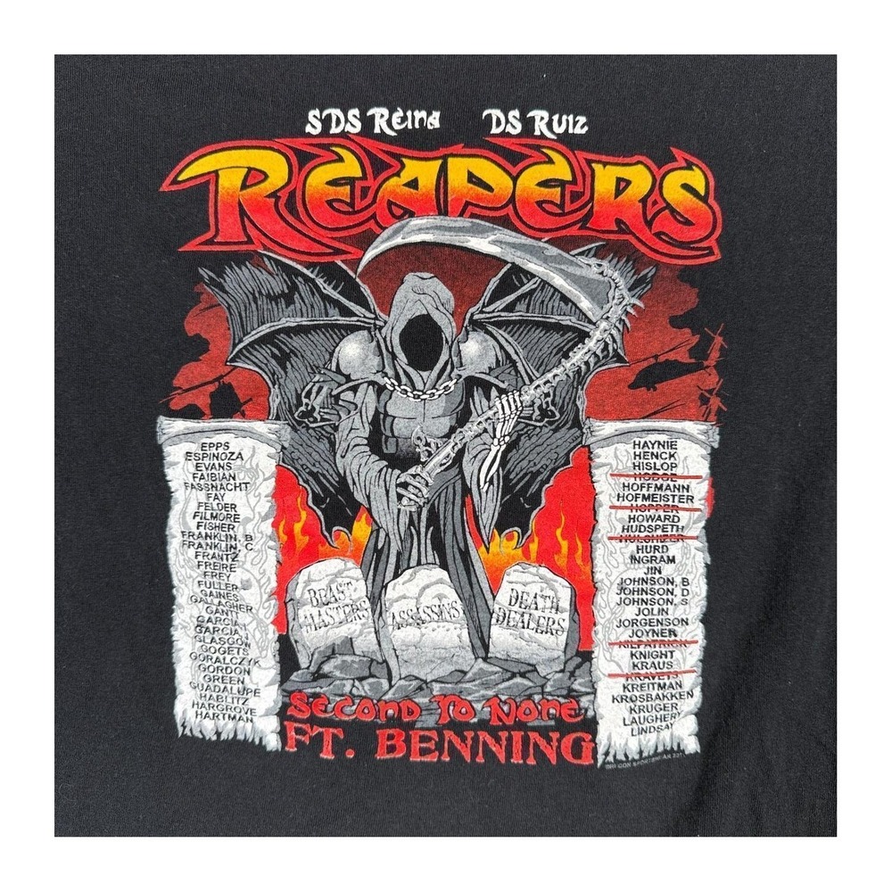 Delta Company 2/47 Infantry Regiment Ft Benning Reapers Graphic Tee‎ Black M